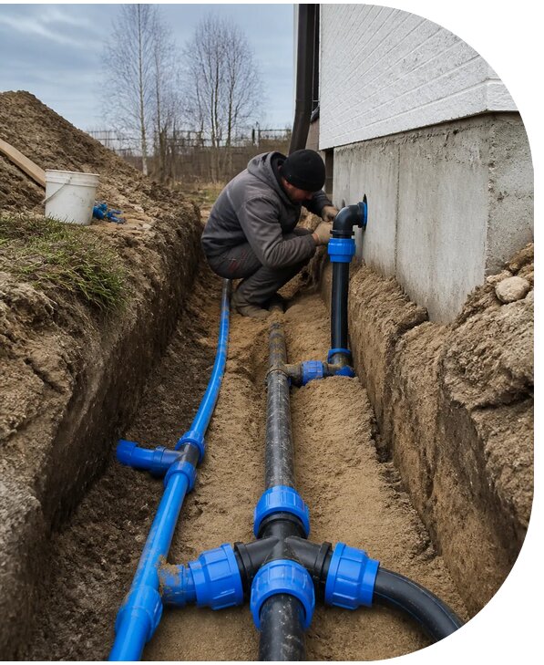 Монтаж наружного водопровода на участке под ключ в Перми